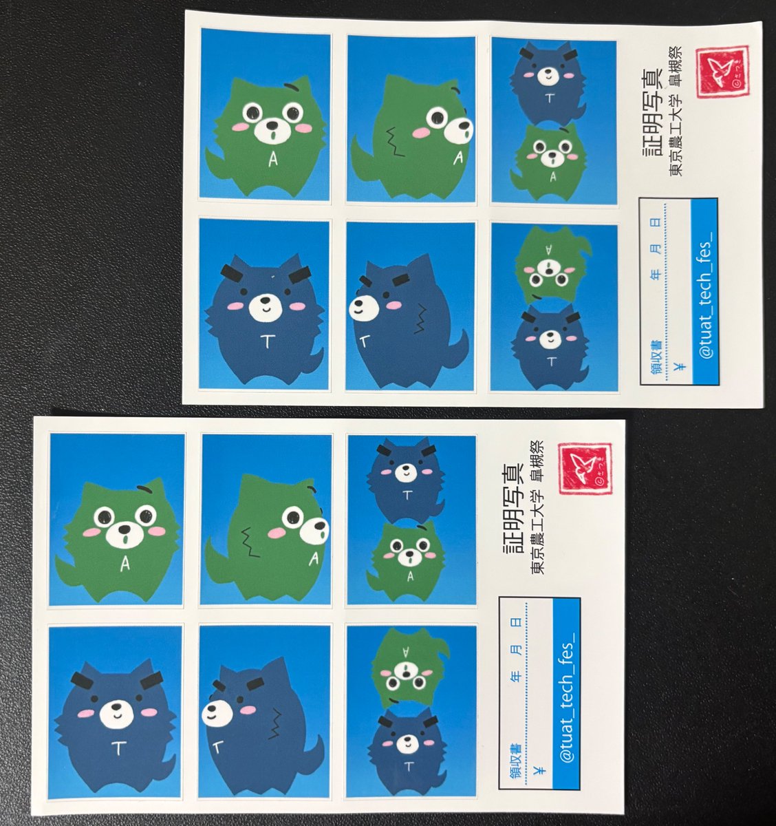 【物販情報その３】
物販紹介第3弾は証明写真風シール！
一般的な証明写真のサイズと同じハッケンコウケンのシールを作りました！
1枚1枚剥せるので、スマホやパソコンなどに貼ったり、履歴書を作ったりしてみてください👍
1枚200円で100枚販売するので、ぜひお手に取ってください〜🙌
 #皐槻祭2025