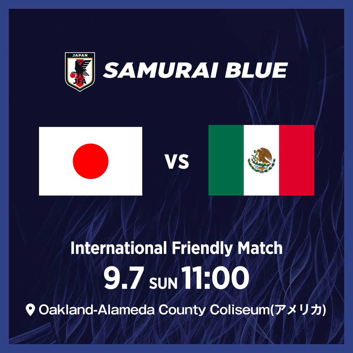 🔹𝗦𝗔𝗠𝗨𝗥𝗔𝗜 𝗕𝗟𝗨𝗘🔹 ⚽️対戦国決定⚽️// 🏆国際親善試合