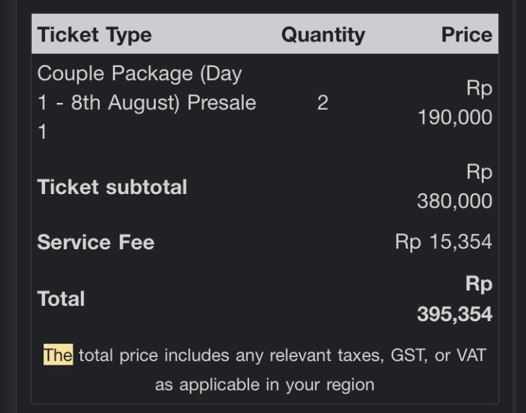 WTS || Want To Sell
Tiket Couple Package (2tix)
The Sound Project TSP DAY 1 (400K)

TRUSTED 100% ✅
Tiket Pribadi ‼️
Alasan Jual: Mau ganti jadi Day 2 😓
Walaupun gw beli dengan harga kurang dr 400 tpi skrng udh presale 2 Jadi harganya juga dah naik. 

#wts #TSP #TheSoundProject