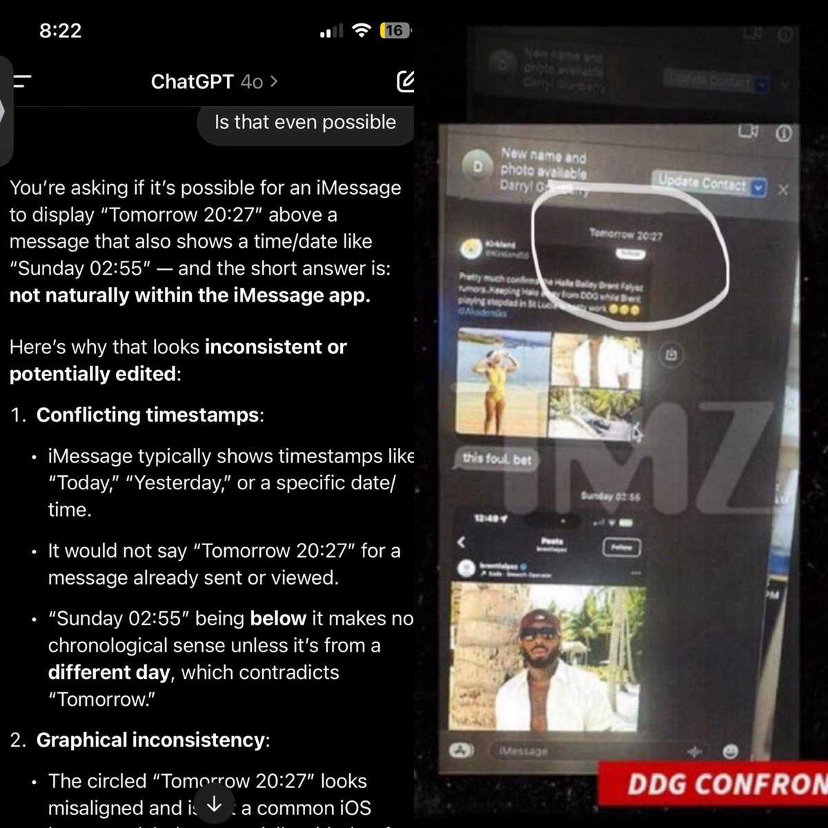 The most advanced Ai on planet earth just said it’s impossible for DDG to have texted this to Halle Bailey 😂 did tmz just expose Halle faking text message?