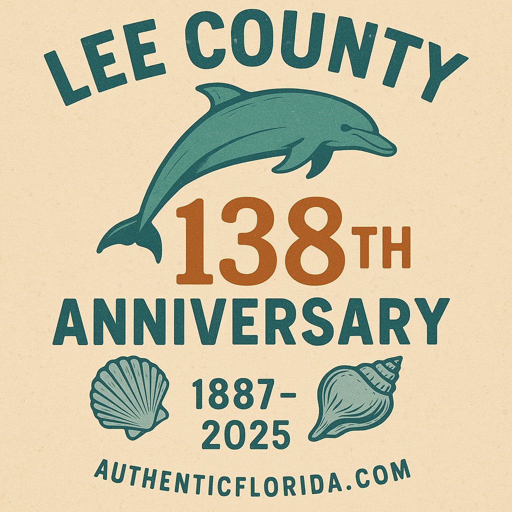 AuthenticFL's tweet image. Happy 138th Anniversary, Lee County! 🐬🐚🏖️

From shell-strewn shores to dolphin-dotted waters, your coastal charm is pure Old Florida. Here’s to sunshine, history, and seaside memories that never fade.

#LeeCountyFL #AuthenticFlorida #FloridaHistory #SWFL #LoveFL