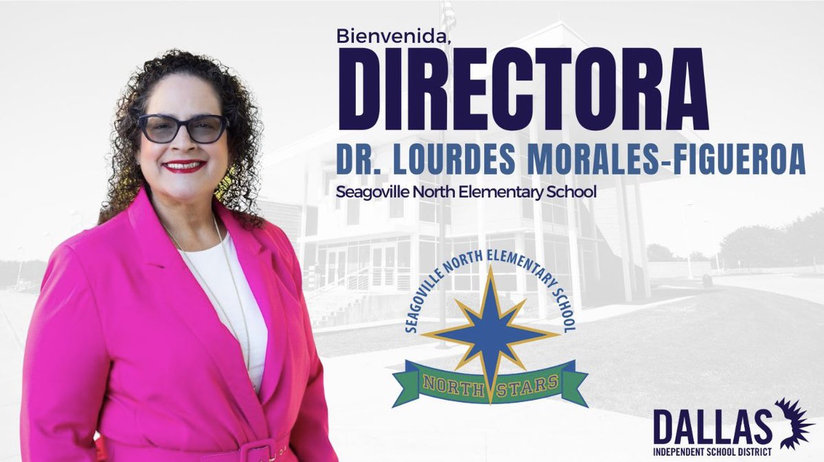 Julie Singleton (@principalsingl2) on Twitter photo Big news!
Please Welcome Dr. Lourdes Morales the new principal of Seagoville North ES! With 20 years of experience & a passion for student success, she is ready to lead with heart, vision, & a deep commitment to excellence! Let’s go North Stars! ⭐️ <a href="/DISDSoutheast/">DISD Region II Seagoville Vertical Team</a> Big news!
Please Welcome Dr. Lourdes Morales the new principal of Seagoville North ES! With 20 years of experience & a passion for student success, she is ready to lead with heart, vision, & a deep commitment to excellence! Let’s go North Stars! ⭐️ <a href="/DISDSoutheast/">DISD Region II Seagoville Vertical Team</a>