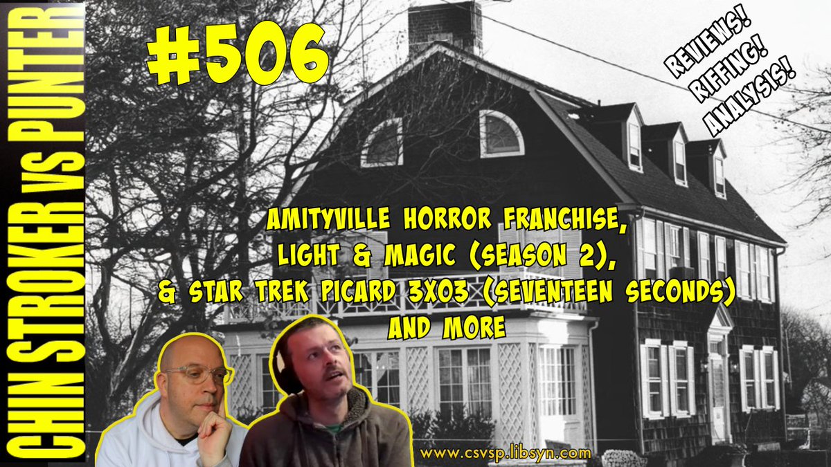 rewatchproj's tweet image. The audio version of the latest ep of Chin Stroker VS Punter is up!
We discuss the #Amityville Horror franchise, #LifghtAndMagic season 2, #StarTrekPicard Season 3 Episode 2 and a bunch more.
five.libsyn.com/show/episodes/…