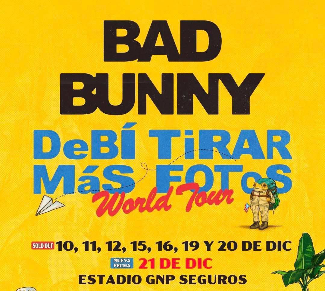 Indie5051's tweet photo. ¡UNA LOCURA! 

Bad Bunny tendrá 8 Estadios GNP, se presentará ante más de 520,000 personas en México 🇲🇽 https://t.co/E80mwb6cNG