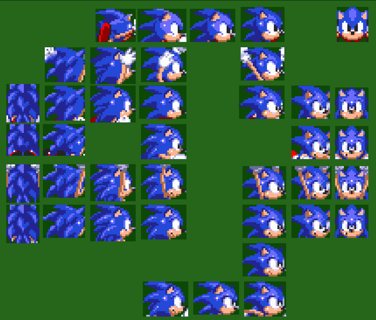 did you know you could piece together how sonic 3's sonic sprite was created by looking at various animations