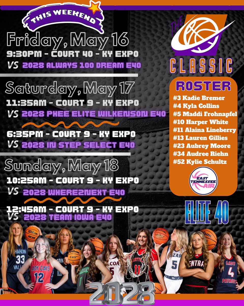 Our 2028 schedule.   This team is legit.    2 losses all year.  1 to an adult women’s Pro-Am Team and the other to a high level Adidas team that we controlled for 99% of the game.  But this team isn’t about trophies.   This team adapts and plays well against any style.   They can