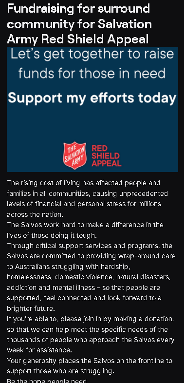kratzy76au's tweet photo. As Christian Content Creator and a Salvation Army Soldier officially start for Annual Red Shield Appeal and donating here https://t.co/wb8Kbai6wW #RedShieldAppeal #TheSalvationArmy #BelieveInGood #Salvos #twitch #ANZCreator #Christian https://t.co/NoFIRaR7lJ