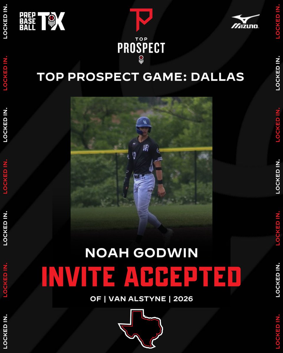 Prep Baseball Texas (@prepbaseball_tx) on Twitter photo #TXTPG25: 𝗜𝗡𝗩𝗜𝗧𝗘 𝗔𝗖𝗖𝗘𝗣𝗧𝗘𝗗 🎟️
‘26 Noah Godwin (<a href="/13Leche/">Noah Godwin</a> | <a href="/vabaseball1/">Van Alstyne Panther Baseball</a>) is headed to the 𝐓𝐨𝐩 𝐏𝐫𝐨𝐬𝐩𝐞𝐜𝐭 𝐆𝐚𝐦𝐞𝐬: Dallas at DBU on July 8.
This showcase + gameplay event will feature some of the top players in the area.
More info🔗 #TXTPG25: 𝗜𝗡𝗩𝗜𝗧𝗘 𝗔𝗖𝗖𝗘𝗣𝗧𝗘𝗗 🎟️
‘26 Noah Godwin (<a href="/13Leche/">Noah Godwin</a> | <a href="/vabaseball1/">Van Alstyne Panther Baseball</a>) is headed to the 𝐓𝐨𝐩 𝐏𝐫𝐨𝐬𝐩𝐞𝐜𝐭 𝐆𝐚𝐦𝐞𝐬: Dallas at DBU on July 8.
This showcase + gameplay event will feature some of the top players in the area.
More info🔗