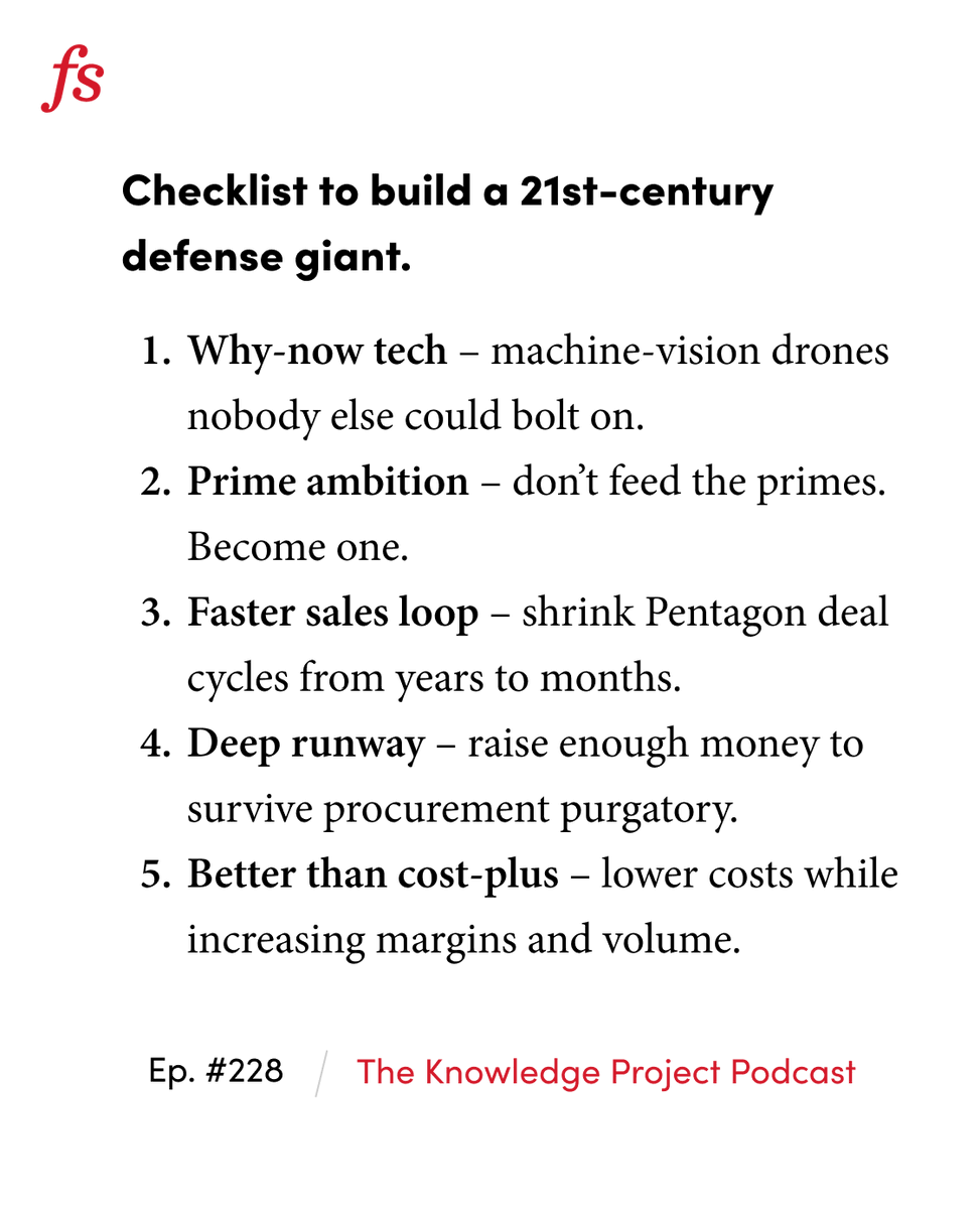Google walked away from defense when they axed Maven, and most of Silicon Valley followed.

But Elad Gil didn’t. Here's his five-point checklist for why he backed Anduril. Get the full story in this week's episode of The Knowledge Project.