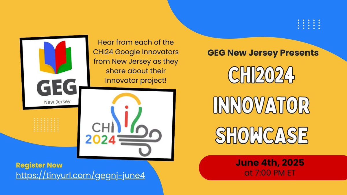 Ted Samaras 🚀 ☄️ (@ourtechcoach) on Twitter photo Mark your calendars! 🗓️Our NJ #CHI24 Innovators are discussing their projects ahead of #ISTELive25! Click below to register for this #GEGNJ webinar now!
Wed, June 4, 2025 docs.google.com/forms/d/e/1FAI…
<a href="/GEGNewJersey/">GEG New Jersey</a>
<a href="/GoogleForEdu/">Google for Education</a>
#googleei Mark your calendars! 🗓️Our NJ #CHI24 Innovators are discussing their projects ahead of #ISTELive25! Click below to register for this #GEGNJ webinar now!
Wed, June 4, 2025 docs.google.com/forms/d/e/1FAI…
<a href="/GEGNewJersey/">GEG New Jersey</a>
<a href="/GoogleForEdu/">Google for Education</a>
#googleei