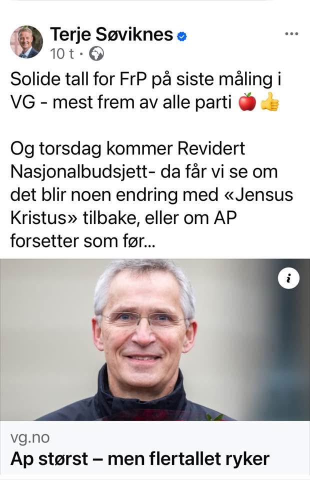 Terje Søviknes viser hvor langt ned Frp synker retorisk ….det er mange uttrykk som kunne passet i omtale om han men det lar jeg ligge 😁😁😁😁 #rk