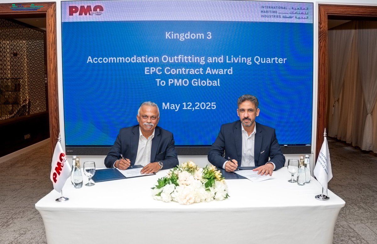 International Maritime Industries has awarded an EPC contract to PMO Global for the Living Quarters Architectural and Outfitting for a new build Jack-up Drilling Rig. 

The contract signing ceremony took place at IMI's headquarters in Ras Al-Khair, attended by CEO Eng. Abdullah