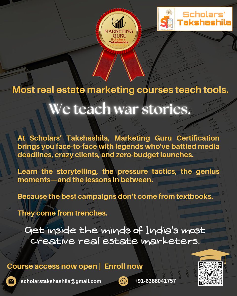 scholarstak's tweet photo. Introducing the “Marketing Guru Certification” – where India's top minds spill the behind-the-scenes sorcery that actually works.

#nikhilpattaniofficial
#NikhilPattani #MarketingGuruCertification #ScholarsTakshashila #RealtorMarketingSecrets   #CertifiedByLegends https://t.co/afL6OPR5F4