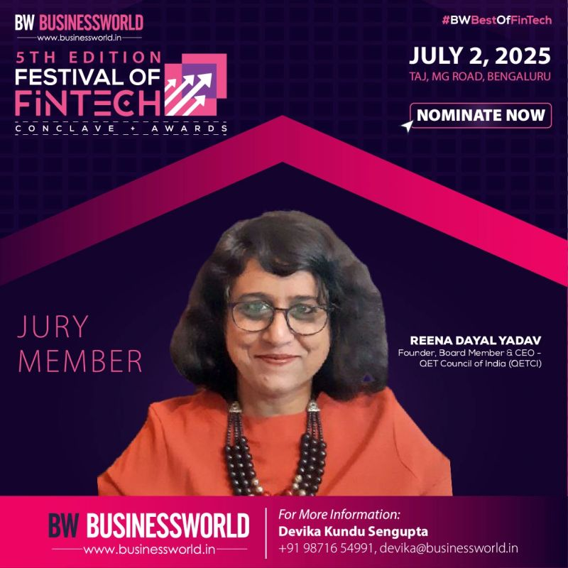 BW Businessworld (@bwbusinessworld) on Twitter photo Nominate Your Best Work: bwevents.co.in/bw/festival-of…
Thrilled to have <a href="/ReenaDayal4/">Reena Dayal</a>, Founder, Board Member & CEO – <a href="/QETCI/">QET Council of India ( QETCI)</a>, join us as a jury member at the 5th Edition of BW Festival of FinTech.
Her vision and expertise in fintech innovation will help spotlight true excellence Nominate Your Best Work: bwevents.co.in/bw/festival-of…
Thrilled to have <a href="/ReenaDayal4/">Reena Dayal</a>, Founder, Board Member & CEO – <a href="/QETCI/">QET Council of India ( QETCI)</a>, join us as a jury member at the 5th Edition of BW Festival of FinTech.
Her vision and expertise in fintech innovation will help spotlight true excellence