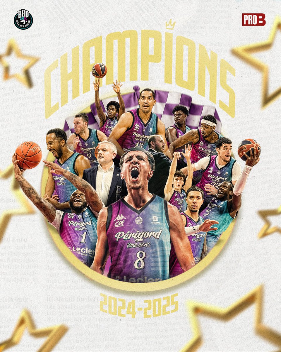 BoulazacBasketD's tweet photo. 𝐎𝐍 𝐋’𝐀 𝐅𝐀𝐈𝐓 !!! 🏆

Champion de @PROB_officiel
Premier titre de notre histoire.
Une saison folle, une équipe incroyable, un public en or.
On l’a rêvé, on l’a construit, on l’a vécu.
Ce titre, c’est le nôtre. Ensemble.
Direction la @Betclic_ELITE⭐️

#GoBBD https://t.co/WI9fzNOhZQ