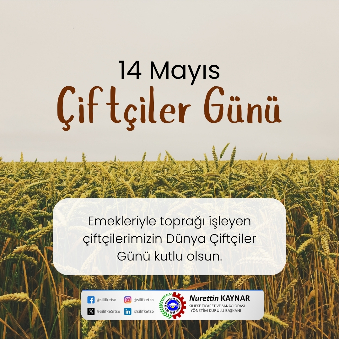 Silifke Ticaret ve Sanayi Odası (@silifkesitso) on Twitter photo Emekleriyle, alın terleriyle sofralarımıza gelen her üründe büyük emeği olan tüm çiftçilerimizin 14 Mayıs Dünya Çiftçiler Günü kutlu olsun.
<a href="/nurettinkaynar/">nurettin kaynar</a> Emekleriyle, alın terleriyle sofralarımıza gelen her üründe büyük emeği olan tüm çiftçilerimizin 14 Mayıs Dünya Çiftçiler Günü kutlu olsun.
<a href="/nurettinkaynar/">nurettin kaynar</a>
