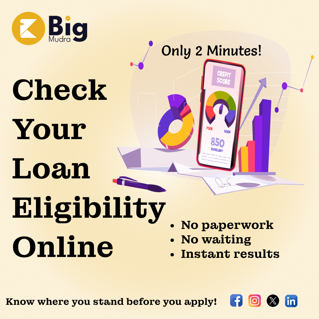 BigMudraIndia's tweet photo. Want to know if you qualify for a loan?
Check your loan eligibility online in just 2 minutes with zero paperwork and instant results!
#LoanEligibility #BigMudra #InstantCheck #NoPaperwork #SmartBorrowing https://t.co/9nYzlh2BDu