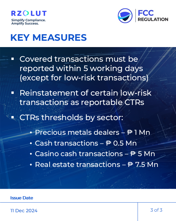 RzolutL's tweet photo. On December 11, 2024, the Philippines AMLC issued Transaction Reporting Guidelines outlining the regulatory requirements for transaction reporting &amp; compliance submissions, as mandated by the AMLA of 2001 &amp; its amendments.

#aml #str #transactionreporting #compliance https://t.co/wLx5X27Q68