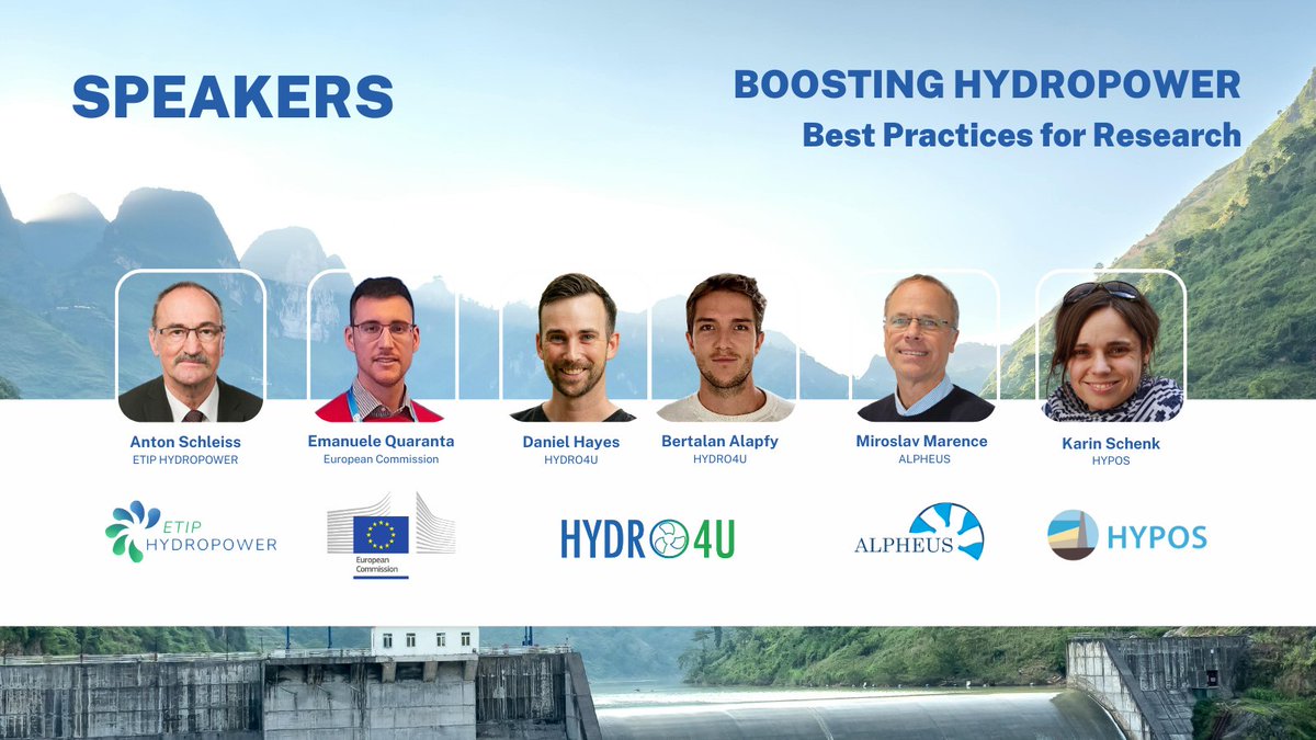 🚨 Today's the day!
🌊 Join us at 13:00 CET for the #webinar with Anton J. Schleiss, Emanuele Quaranta, Daniel Hayes, Bertalan Alapfy, Miroslav Marence and Karin Schenk.
#hydropower #RenewableEnergy #ETIPHYDROPOWER #HYDRO4U #ALPHEUS #HYPOS