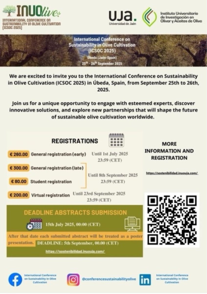 Comparto con vosotros un congreso de gran interés. Un congreso necesario para el futuro de la produción del olivar!!!
Nos vemos en Baeza en Septiembre!
react4med.eu will attend the congress and will share results and knowledge
 
#jaen
#olivar
#andalucia
#aceite