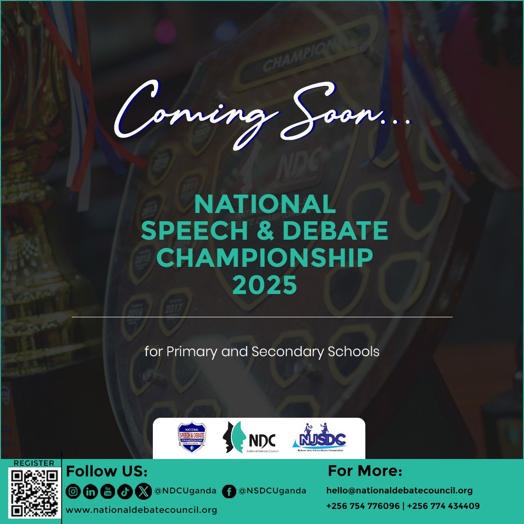 NDCUganda's tweet photo. 🎙️ Sharpen your arguments (and comebacks)...

Uganda’s most prestigious debate arena returns, and silence is not an option. Who's ready for the National Speech &amp; Debate Championship 2025? 🏆🇺🇬
#NSDC2025 | #DebateUG
@Parliament_Ug | @Educ_SportsUg | @NCDCUg https://t.co/o22ZvvXcCv