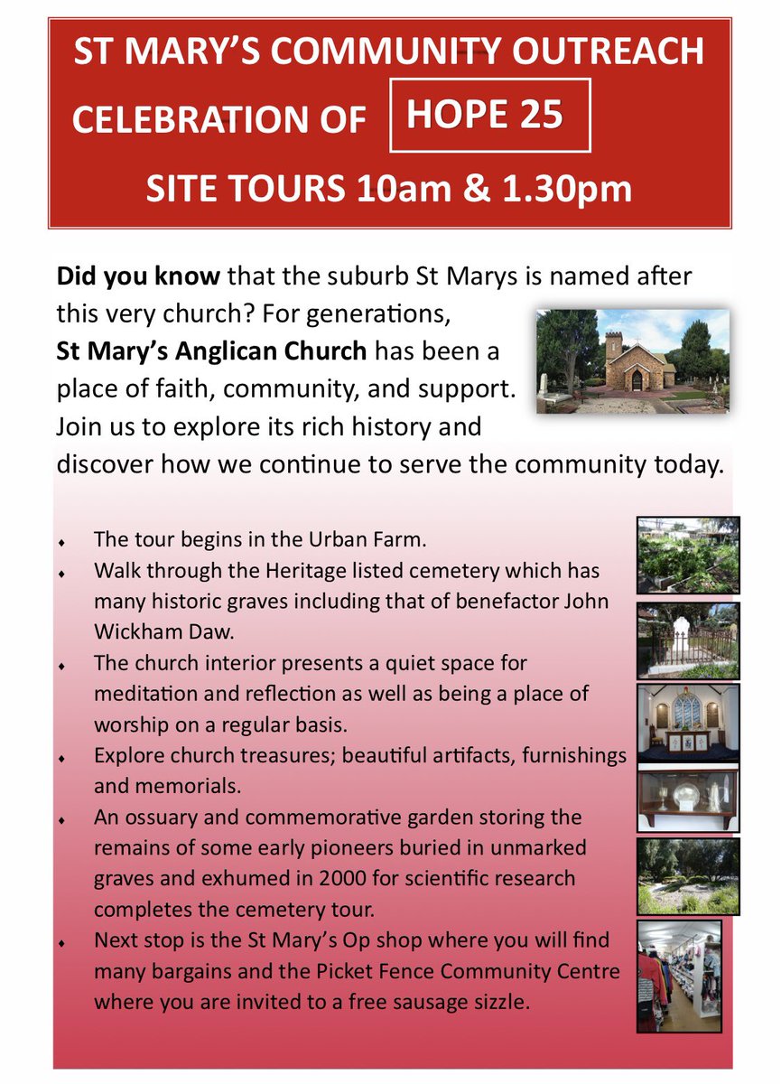 DrDonPate's tweet photo. If you are in Adelaide this weekend, please come along to a community outreach event at the historical St Mary’s Anglican Church and Cemetery. Learn more about the third oldest Anglican parish in South Australia. Saturday, 17th May from 10am at 1167 South Road, St Marys
@Flinders https://t.co/elhmtRrlsk