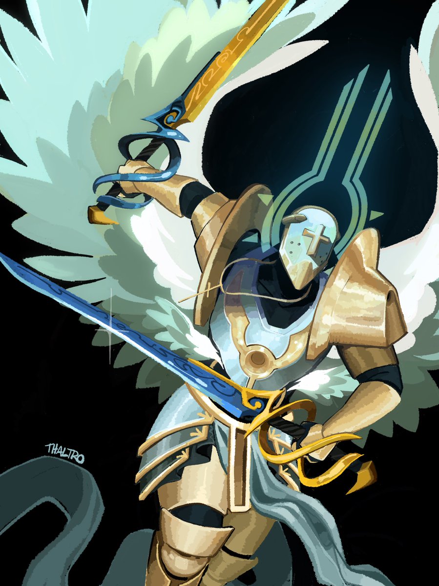 I headcannon that instead of the little blue crystal things, Gabriel has mini wings on his torso,, anyways here’s a drawing of the garble #ultrakill