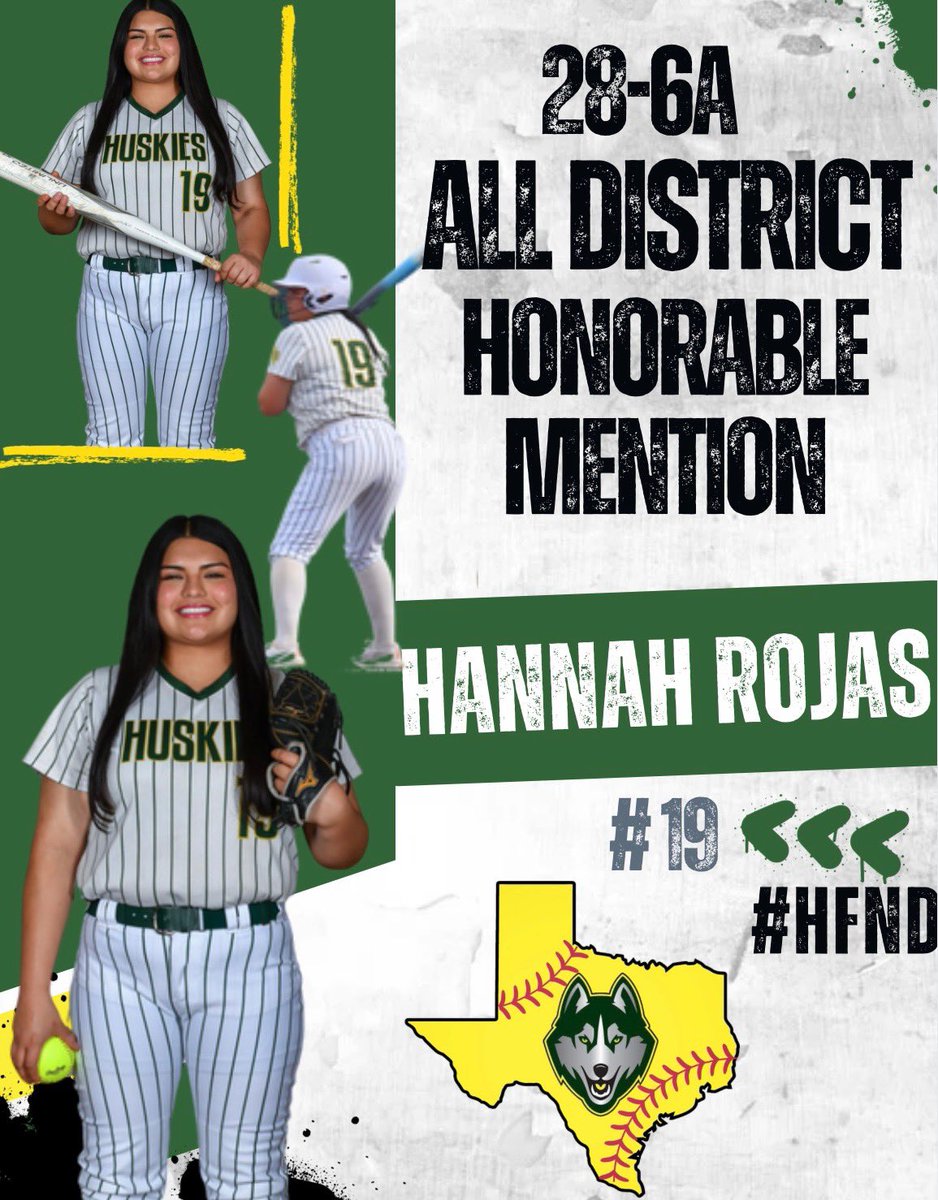 Congratulations to Hannah Rojas
for earning 28-6A Honorable Mention for the 24-25 softball season! 
We are proud of you!🥎🐕
#HFND #holmessoftball