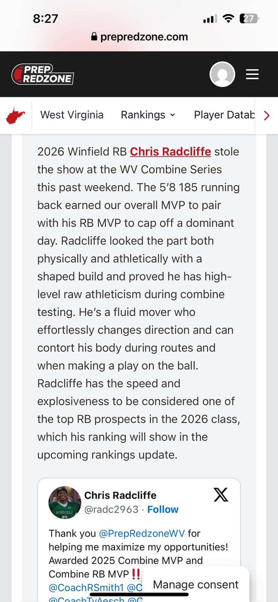 radc2963's tweet image. Thank you @PrepRedzoneWV for the article! @CoachRSmith1 @CoachRod_McD
