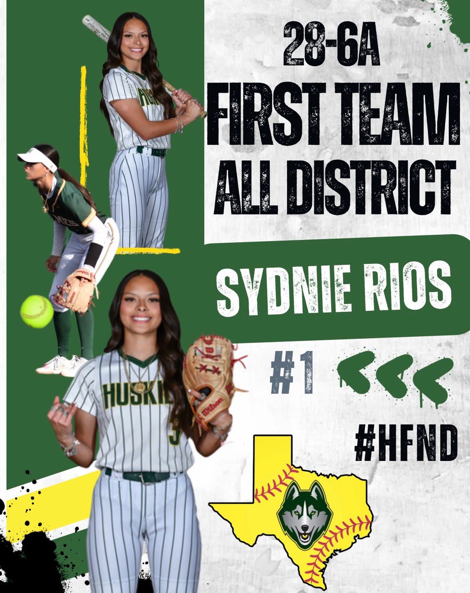 Huge congratulations to Sydnie Rios 
for earning 28-6A 1st Team All- District for the 24-25 softball season! 
This is not the end! Keep at it, it’s only up! 🥎🐕
#HFND #holmessoftball