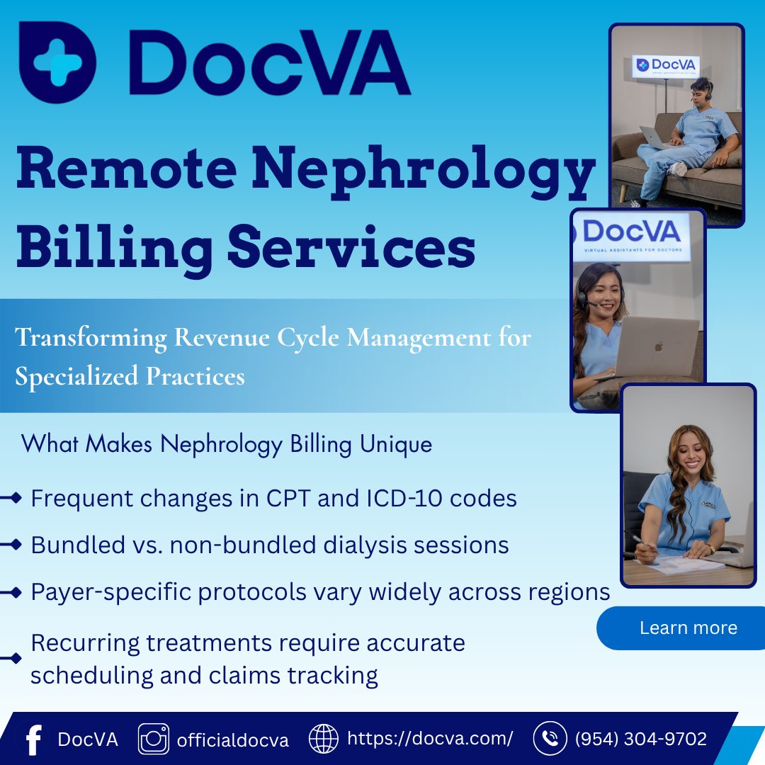 Docva_US's tweet image. Nephrology billing isn’t one-size-fits-all—frequent coding changes and complex dialysis billing demand specialized expertise. 
#NephrologyBilling #MedicalBillingServices 

docva.com/remote-nephrol…