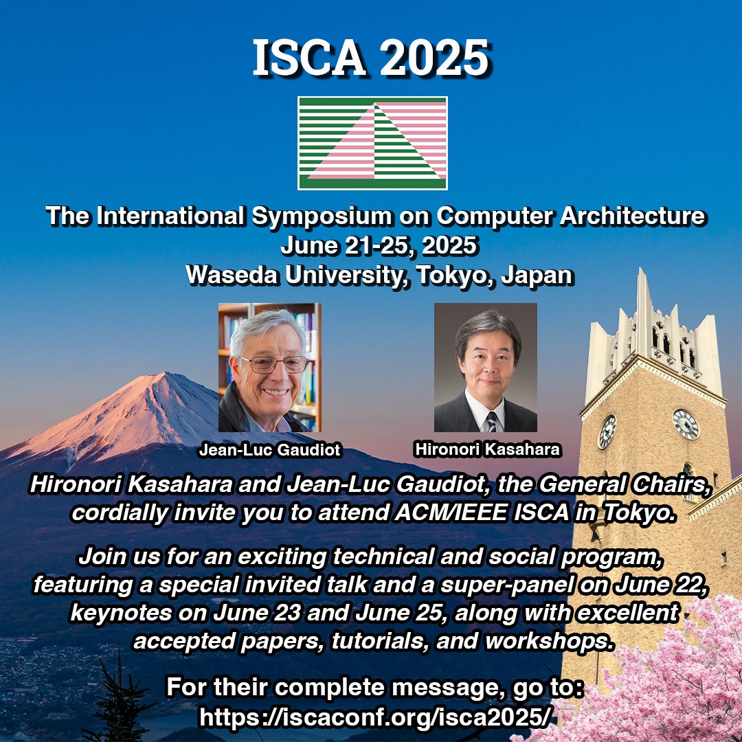 ✉️Message from the General Co-Chairs✉️

🔗 iscaconf.org/isca2025/messa…