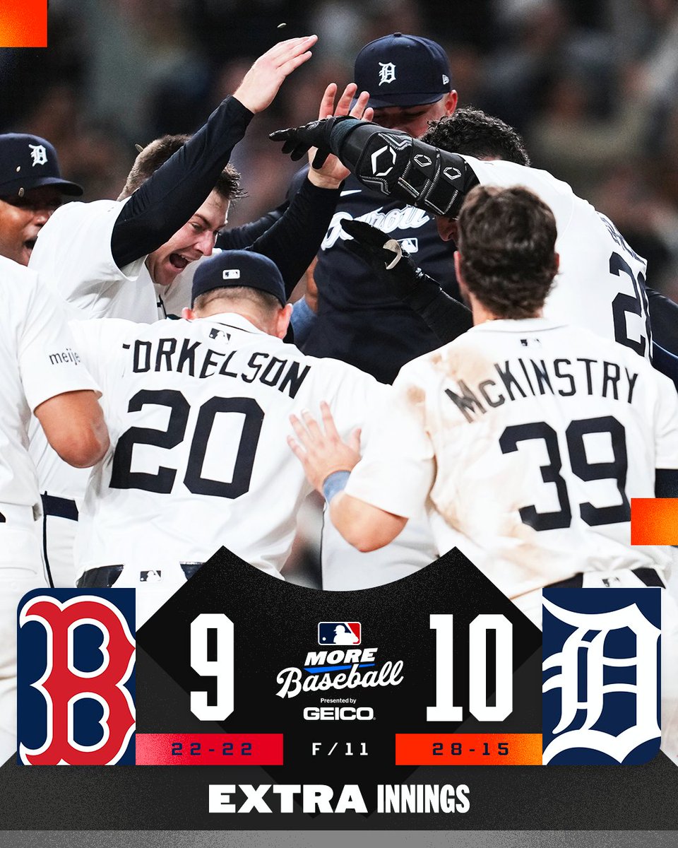 MLB's tweet image. Javy Baéz is the hero in a @Tigers #walkoff win!

(MLB x GEICO)