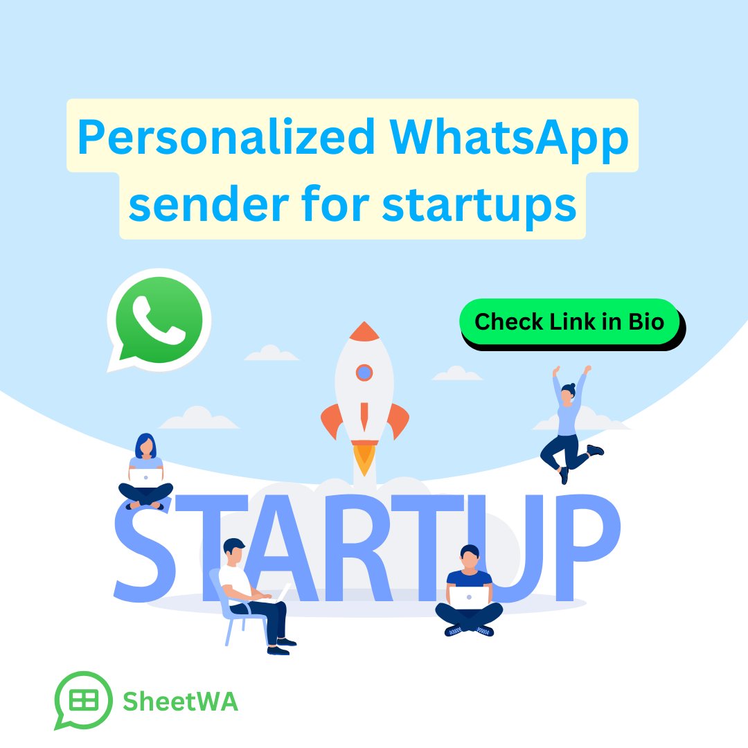 SheetWA's tweet image. Personalized WhatsApp sender for startups.

Use your Google Sheet.
Send bulk messages.
No coding. No number saving.

Lean teams love SheetWA → sheetwa.com

#SheetWA #StartupTool #WhatsAppMarketing #SendSmarter
