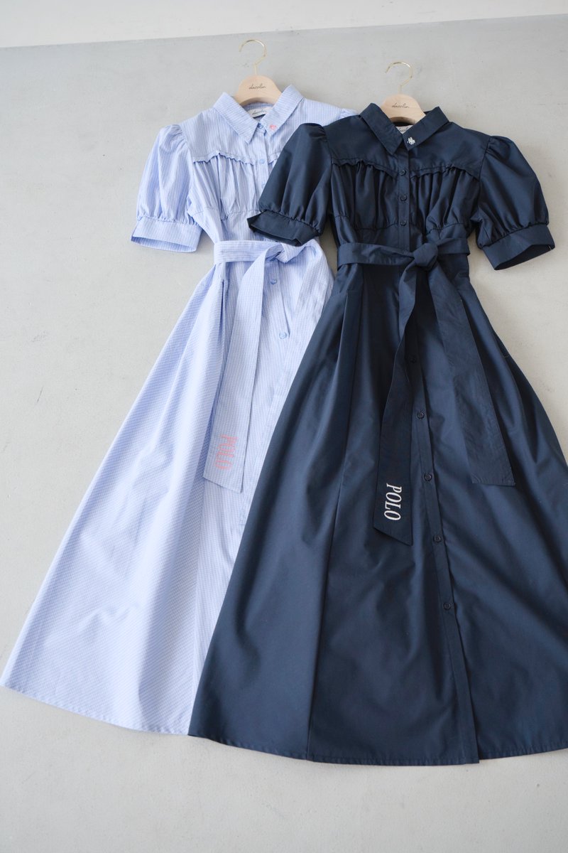 POLOBCSコラボ　コルセットスウィッチングシャツワンピースネイビーSサイズ POLOBCSコラボ】コルセットスウィッチングシャツワンピース