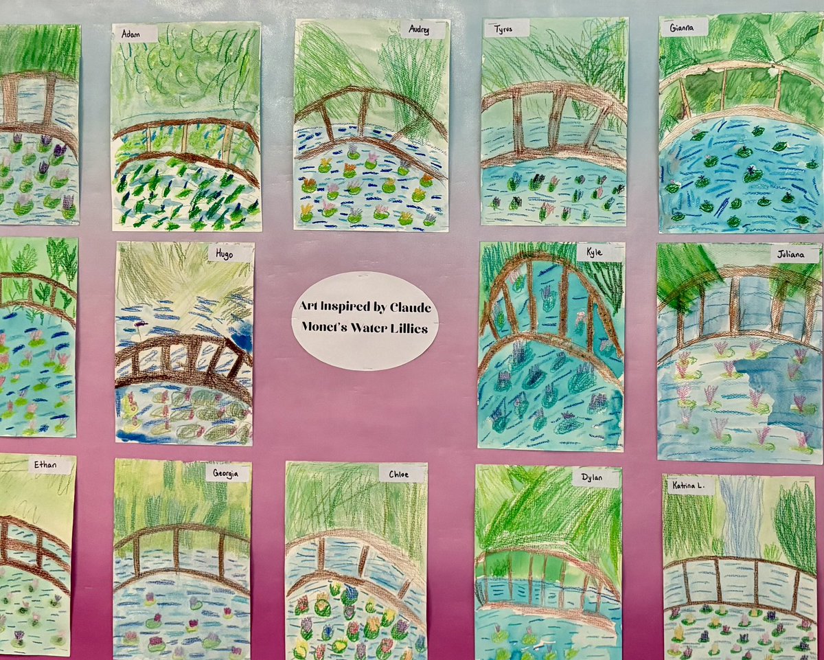 Art inspired by Monet’s Water Lily’s by the grade 1s and 2s in Division 9.
<a href="/buckinghamSD41/">Buckingham Elementary School</a> <a href="/burnabyschools/">Burnaby Schools</a>