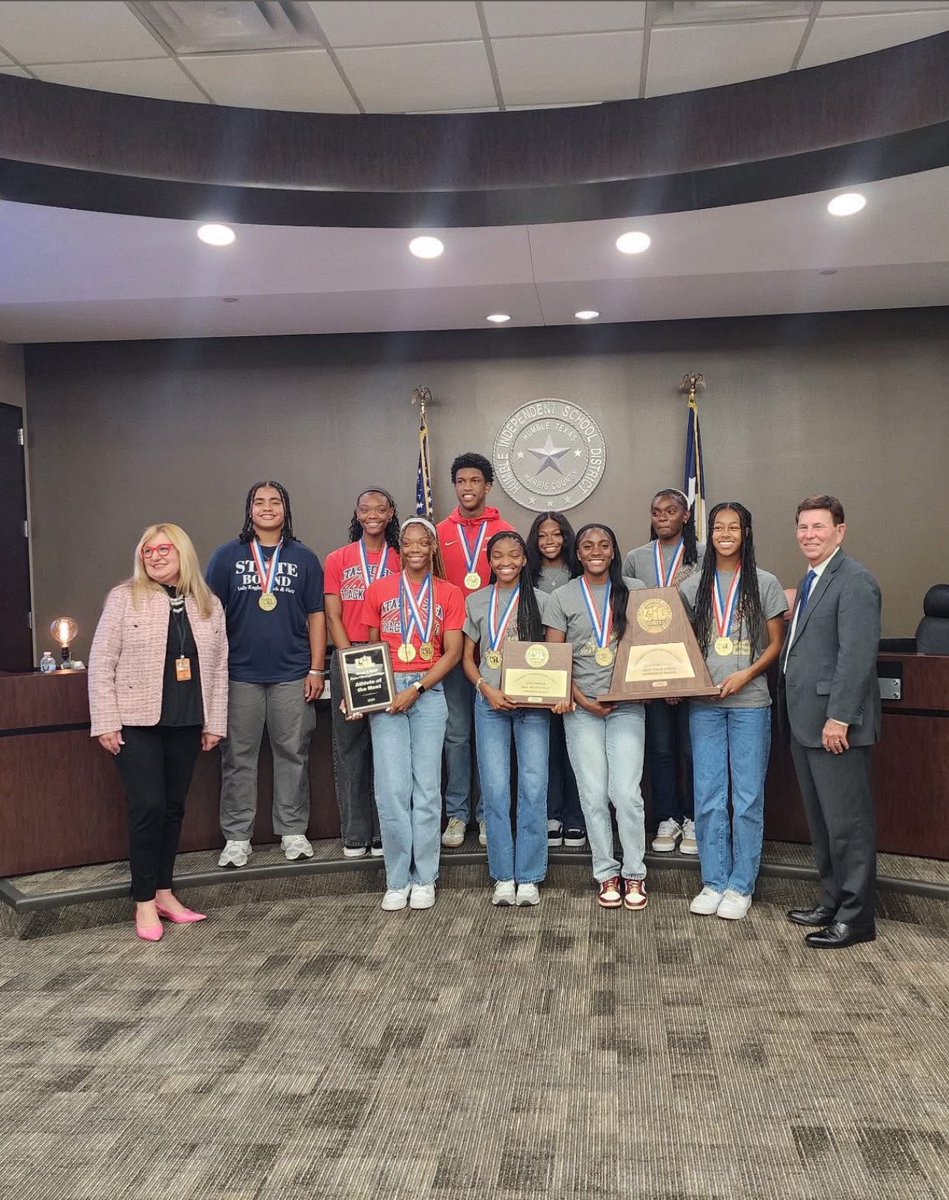 CoachKarenSmith's tweet photo. ⭐️⭐️The Humble ISD Board and Athletic Directors recognized Summer Creek Girls for their outstanding performances at the 2025 State Track meet. ⭐️⭐️ https://t.co/kuZjzx49ip