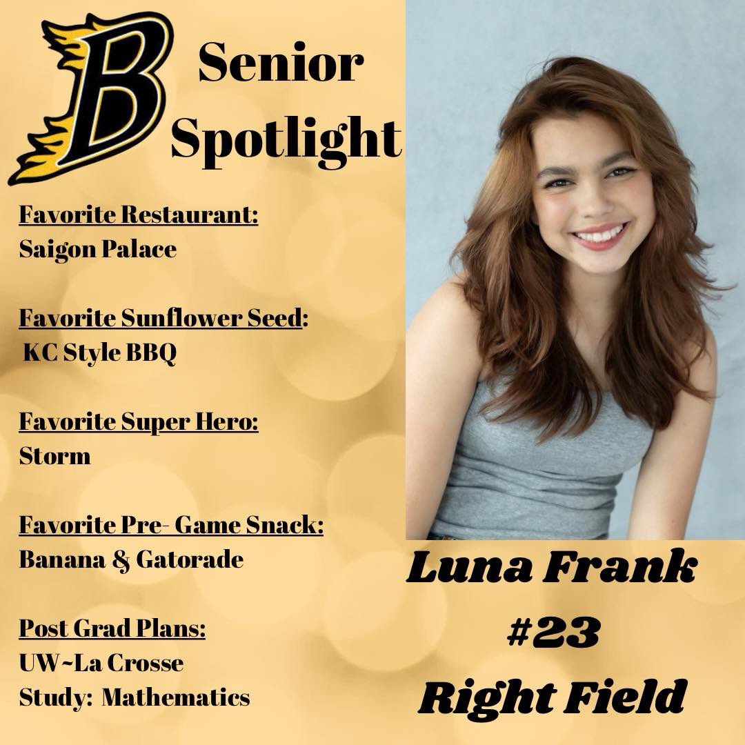 BHSSoftball (@bhssoftball2019) on Twitter photo Senior Spotlight: BHS Softball Class of 2025~ Luna Frank!
#beatasone #bhssoftball #goblaze #burnsvilleseniors2025 Senior Spotlight: BHS Softball Class of 2025~ Luna Frank!
#beatasone #bhssoftball #goblaze #burnsvilleseniors2025