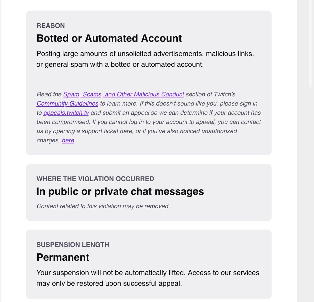 Until we know more, streams are on hiatus until <a href="/Twitch/">Twitch</a> looks into what happened with the channel.

Since we’re a very small channel, I suspect this won’t be cleared up for at least a month. Thanks to everyone who lurks, vibes, and chats! Hope to be back soon!