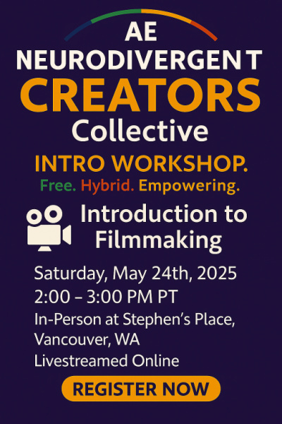 🎬 FREE Filmmaking Workshop for Neurodivergent Creators – May 24th!

We are excited to spotlight an exciting opportunity from our friends at <a href="/AutismEmpowermt/">Autism Empowerment</a> and the AE Neurodivergent Creators Collective! 🎉

Join us for the very first AE-NCC workshop, an empowering experience
