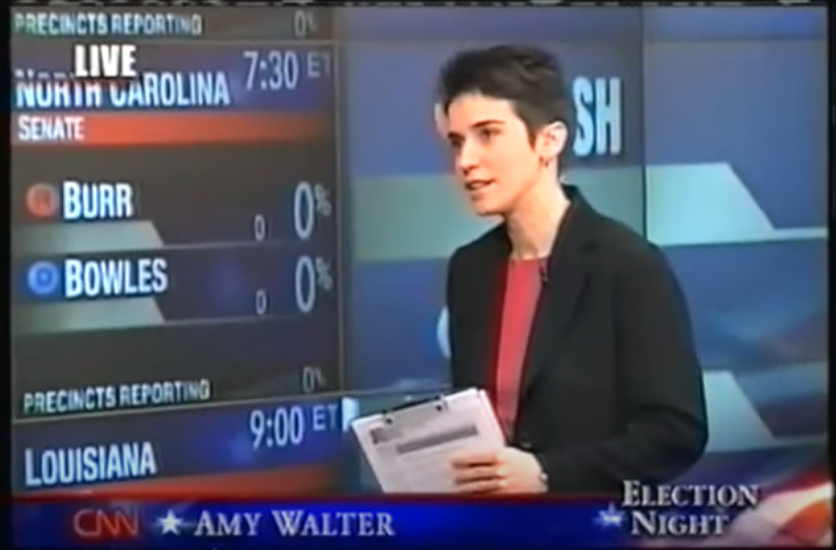 ElectionVintage's tweet image. Old clip of @AmyEWalter from the @CookPolitical report discussing early Senate returns in 2004. She was describing how it was amazing that Inez Tenenbaum (the Dem who was running to replace Hollings (D)) was able to keep it as close as she did. She lost to Jim DeMint (R).
