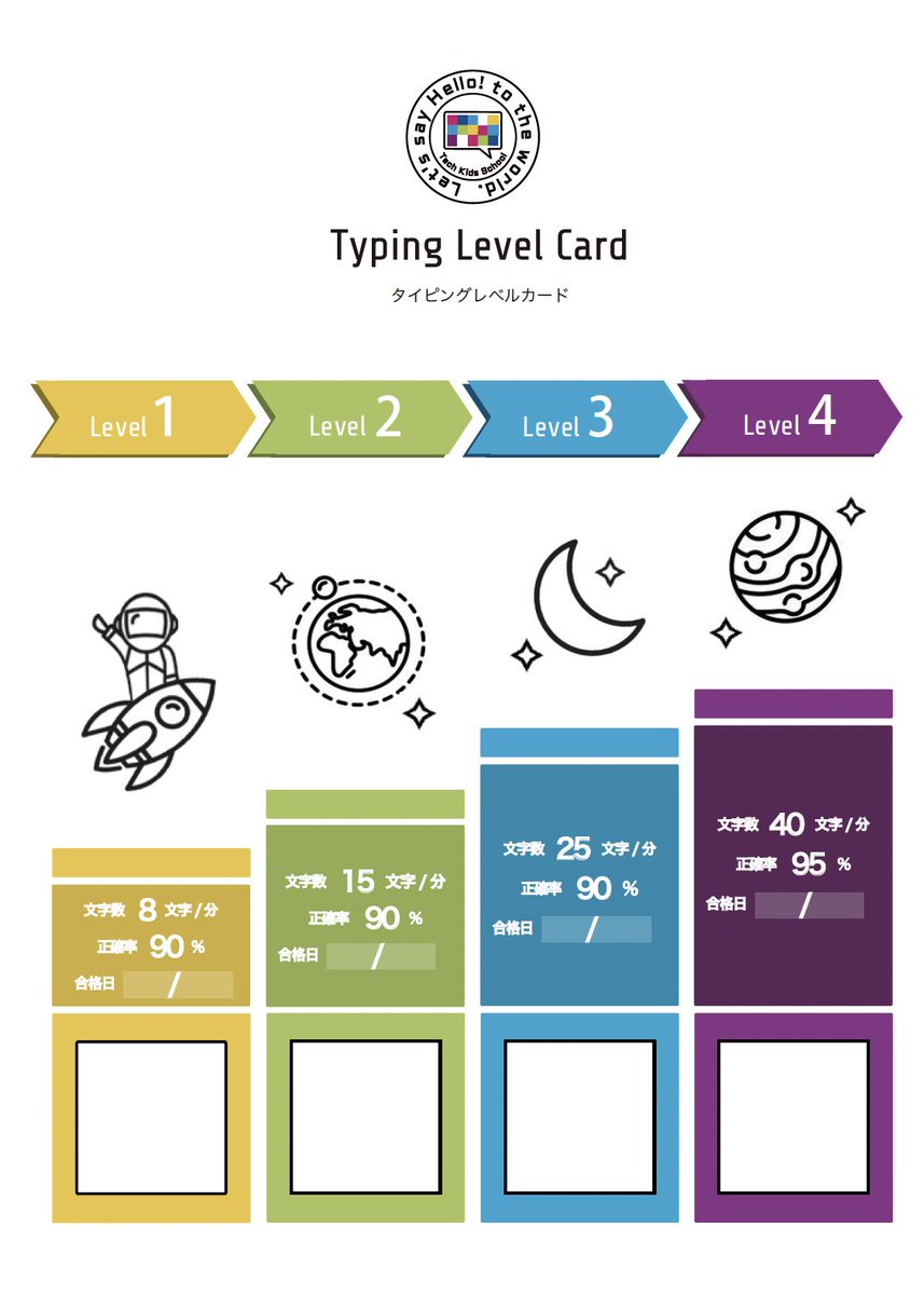 ＜Tech Kids School授業紹介＞　💻タイピング学習編💻

パソコンを操作する際、必ずと言っていいほど必要になるのがタイピングスキル💻
Tech Kids Schoolでは、プログラミング学習で重要な「タイピング力」を養うために、学年問わずタイピング学習の時間を取っています。