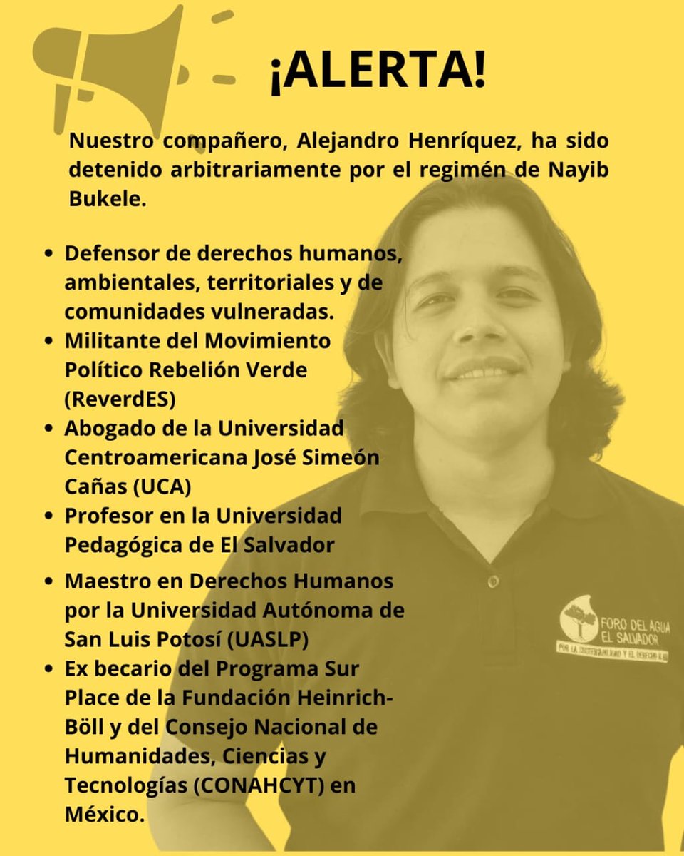 Libertad inmediata para #AlejandroHenríquez preso político en #ElSalvador