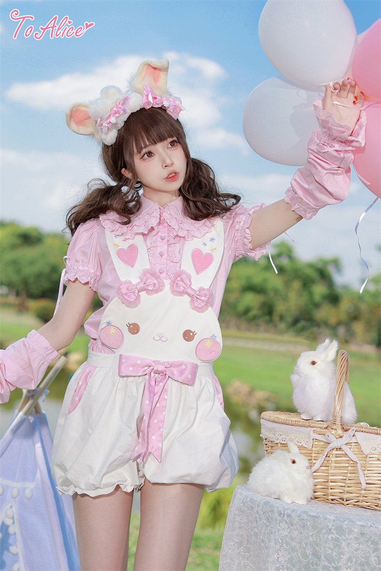 ToAlice タグ付き 新品 ゆめかわうさぎサロペットかぼちゃパンツ 未使用 to alice ゆめかわうさぎサロペットかぼちゃパンツ