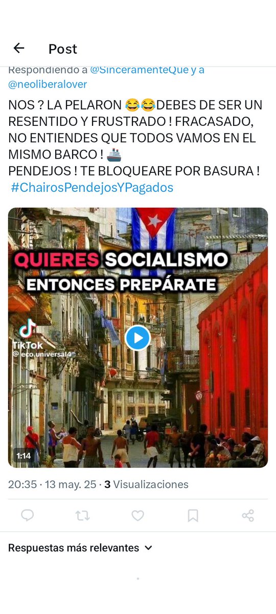 El putito de Aron me bloqueó, sin argumentos como siempre claudican a debatir opocisionsita pedorra