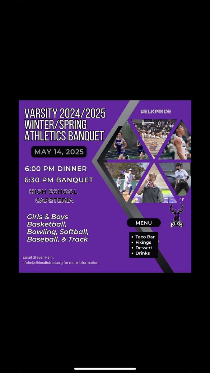 Please join us for the Sports Banquet Wednesday night in the High School Cafeteria 
6PM Dinner
6:30PM Banquet