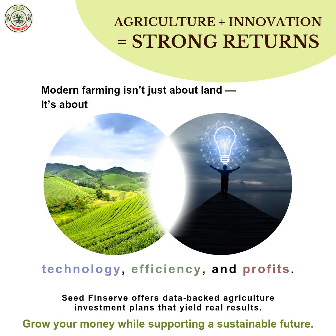 finance_seed09's tweet image. 🌱💰 Farming isn’t just soil &amp;amp; seeds anymore.
Tech-driven agriculture = smarter profits 📊🚜
Invest in sustainable growth with Seed Finserve! 🌾📈

#AgriInvestments #SmartFarming #GreenReturns