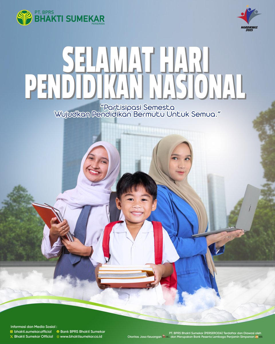 SumekarOfficial's tweet photo. "Ing ngarsa sung tuladha, ing madya mangun karsa, tut wuri handayani."
Ki Hajar Dewantara
Selamat Hari Pendidikan Nasional 2025
BPRS Bhakti Sumekar berkomitmen untuk terus mendukung Pendidikan dan Literasi Keuangan Syariah bagi seluruh lapisan masyarakat. https://t.co/4CocBxTTOp
