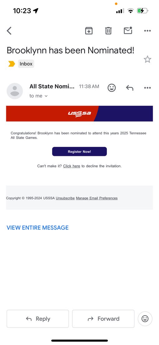 brooklynn7542's tweet photo. Thank you to the @USSSA for nominating me to attend this years all state game!  Thank you Jesus for this opportunity! https://t.co/FkoZjns8aI