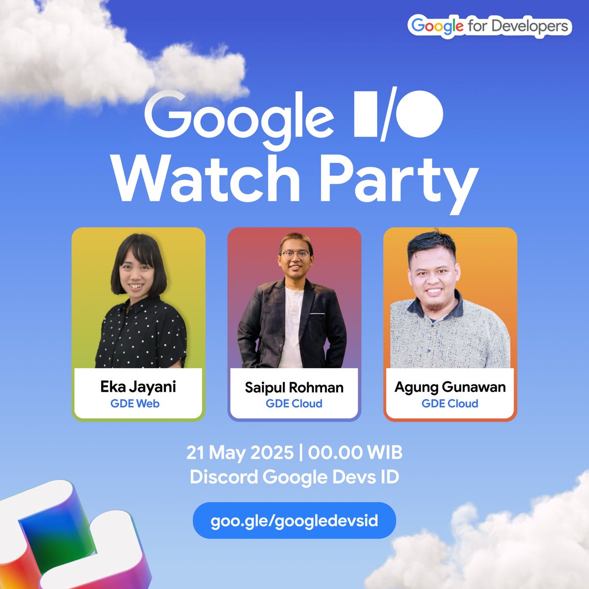 🚀 Google I/O Watch Party 🚀

Mau seru-seruan sambil nonton live event Google I/O
2025? 😎

Google I/O adalah event tahunan yang diselenggarakan oleh Google, di mana para developer, desainer, dan profesional teknologi dari seluruh dunia berkumpul untuk mengeksplorasi inovasi
